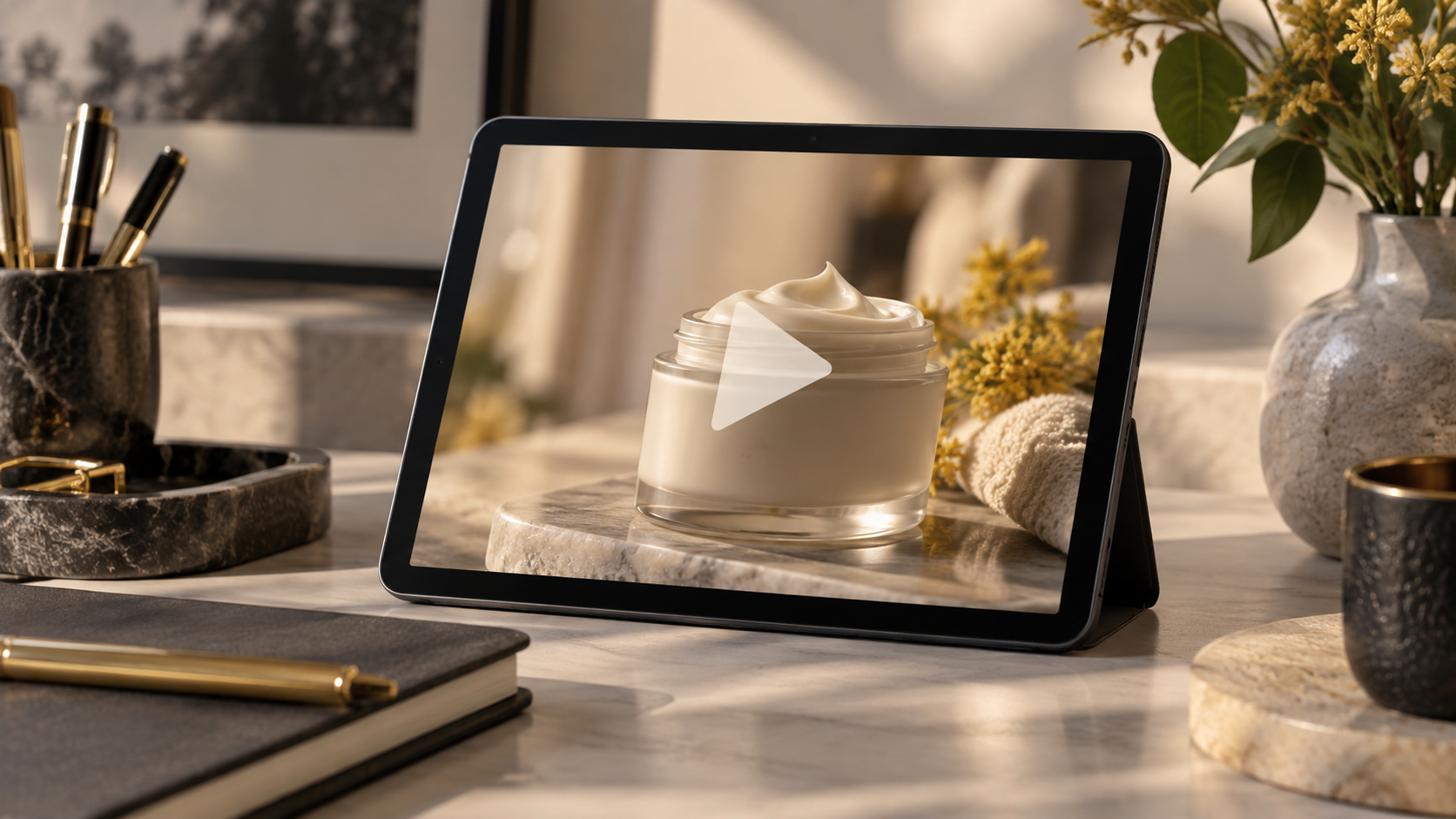 Product video shown on a tablet